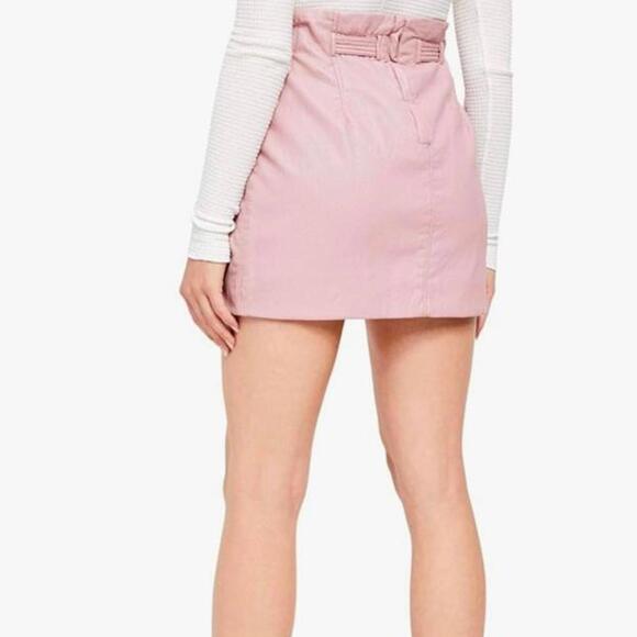Free People Payton Paperbag Faux-Leather Mini Skirt in Mauve Women’s size 4 - Picture 14 of 15